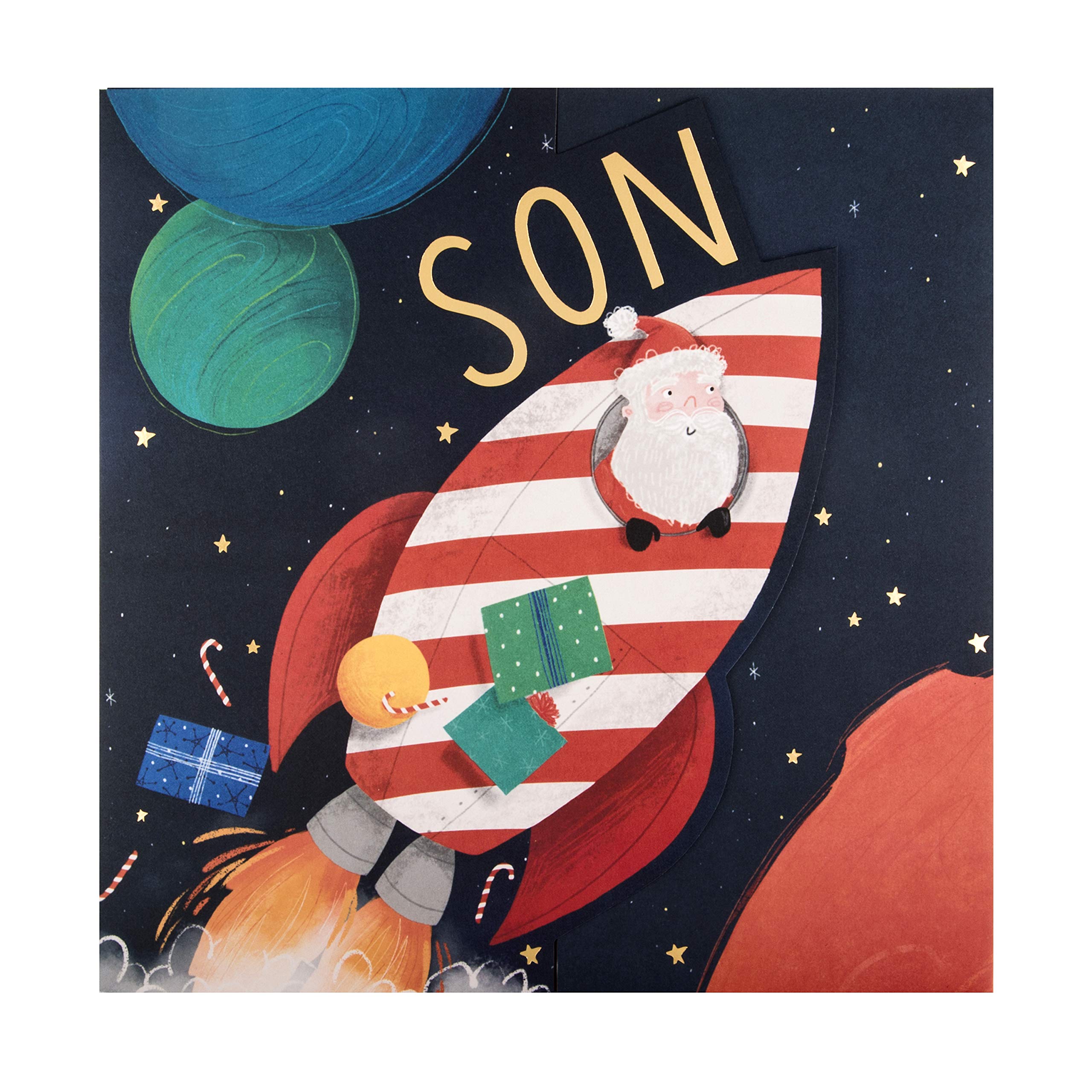 Hallmark Christmas Card For Son - Pop-out Martian Character Playset Design