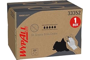 WypAll Oil, Grease & Ink Cloths (33352), Brag Box, Lint-Free Wipes, Blue (1 Pack of 180 Sheets, 180 Sheet Total)