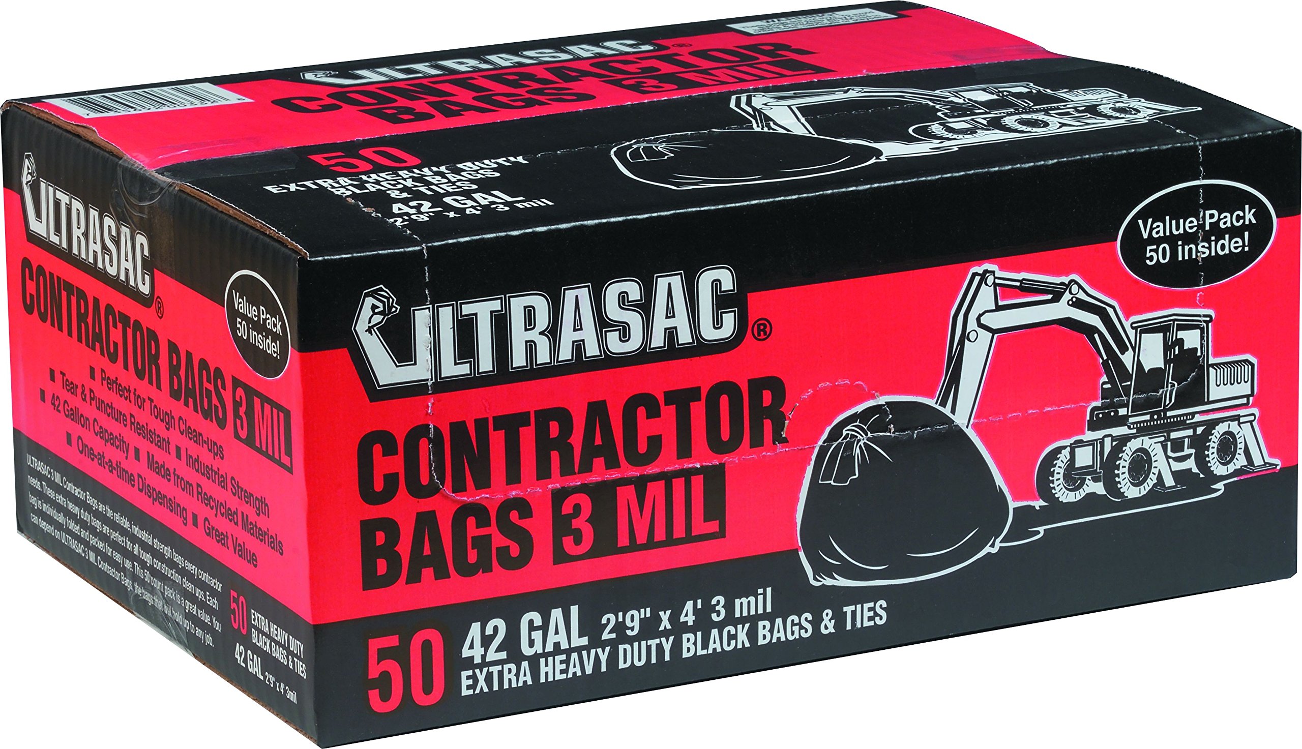 UltraSac Contractor Bags Value 50 Pack, 42 Gallon, 2'9" X 4' 3 mil 885683795852 eBay