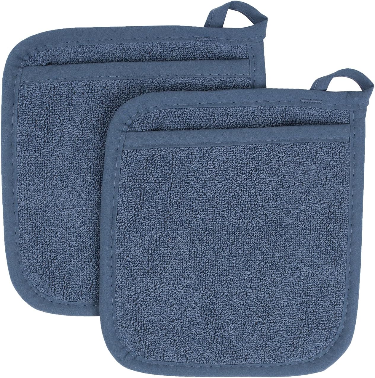 Ritz Royale Collection 100% Cotton Terry Cloth Pocket Mitt Set, Dual-Function Hot Pad / Pot Holder, 2-Piece, Dew: Home & Kitchen