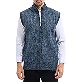 LemonGirl Men's Slim Full Zip Sleeveless Vest Cardigan Sweater