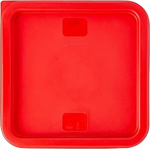 Met Lux Brine Bucket Lid, 1 Square Marinating Container Lid - Fits 6 And 8 Quart Containers, With Date Indicator, Red Plastic Dough Rising Bucket Lid, Built-In Tab, Containers Sold Separately