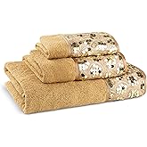 Zahari Home Sinatra Modern Bathroom Towel Set - 3 Piece Luxury Contemporary Decor Bling Champagne Gold Bath Towel Set Soft, Plush and Highly Absorbent