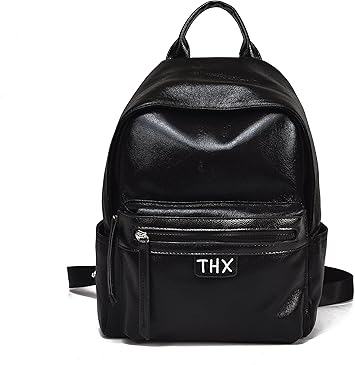 shiny black backpack