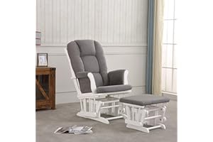 REJOICE HOME Castaway Glider with Ottoman, White/Grey