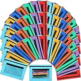 Zhehao 100 Pcs Zipper Binder Pencil Pouches:3 Ring Binder Pencil Pouches with Zipper Window Bulk Clear Pen Bags Case for Office School Classroom Supplies(Double Layer with Mesh Layer,7 Colors)