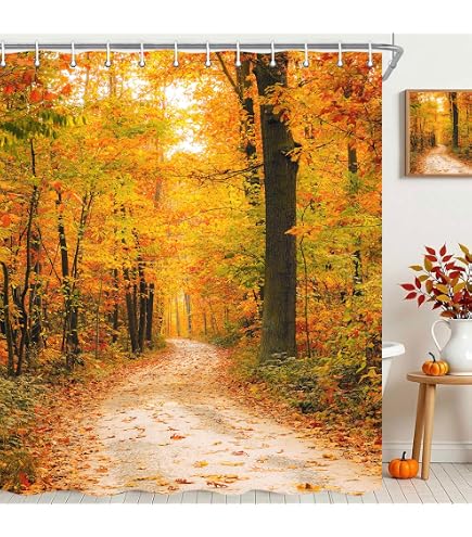 Thanksgiving Duschvorhang – Herbstdeko Mit Türkei & Ahornblättern Fürs Badezimmer
