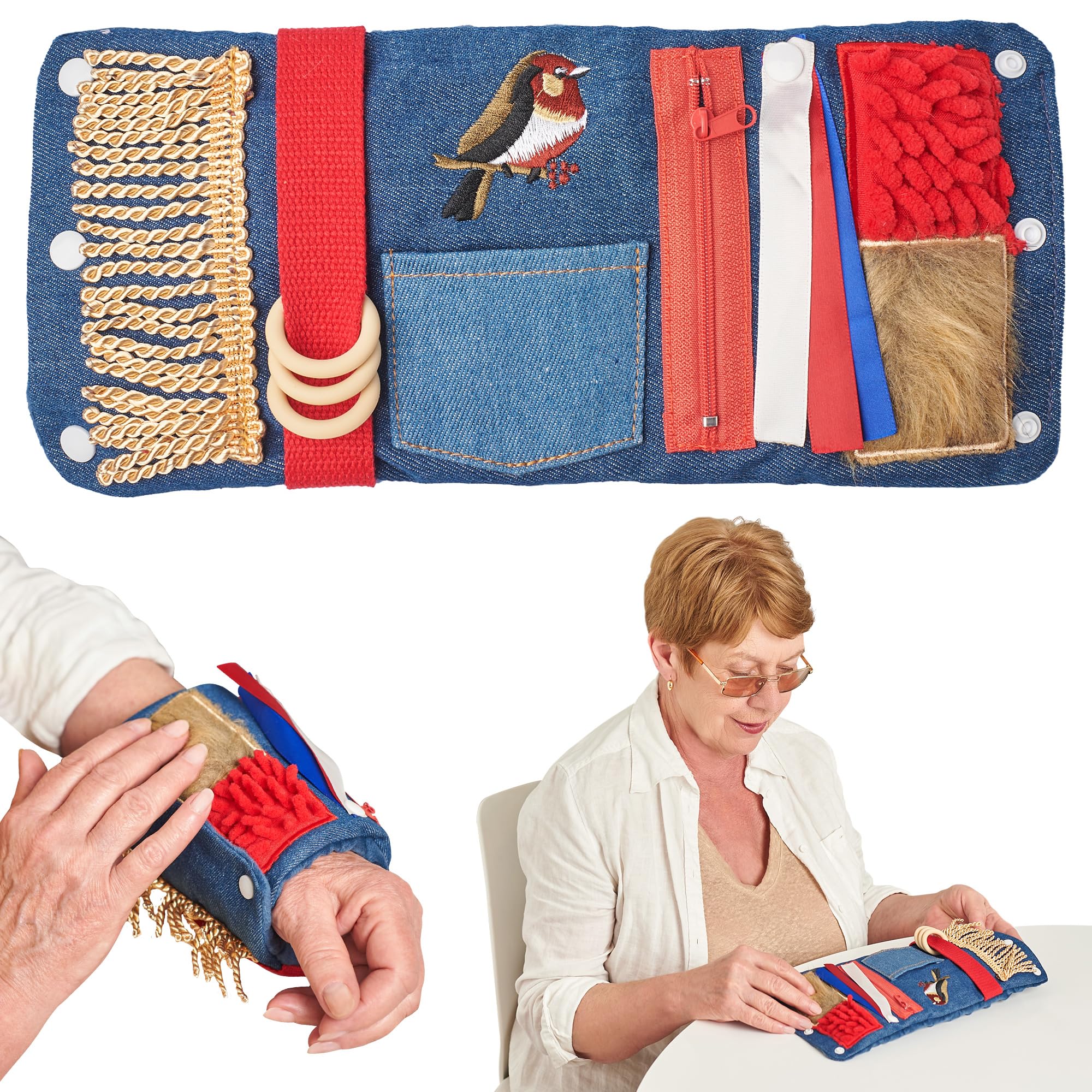 Fidget Wrist Cuff Sensory Toys | Fidget Toys for Dementia | Dementia Products for Elderly | Anxiety Sleeve | Gifts and Activities for Seniors with Alzheimer’s or Dementia | Sensory Fidget Toys