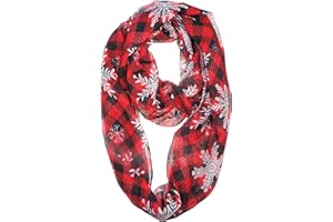 VIVIAN & VINCENT Gift Wrapped Fall Winter Soft Lightweight Holiday Sheer Infinity Christmas Scarf for Women Girls