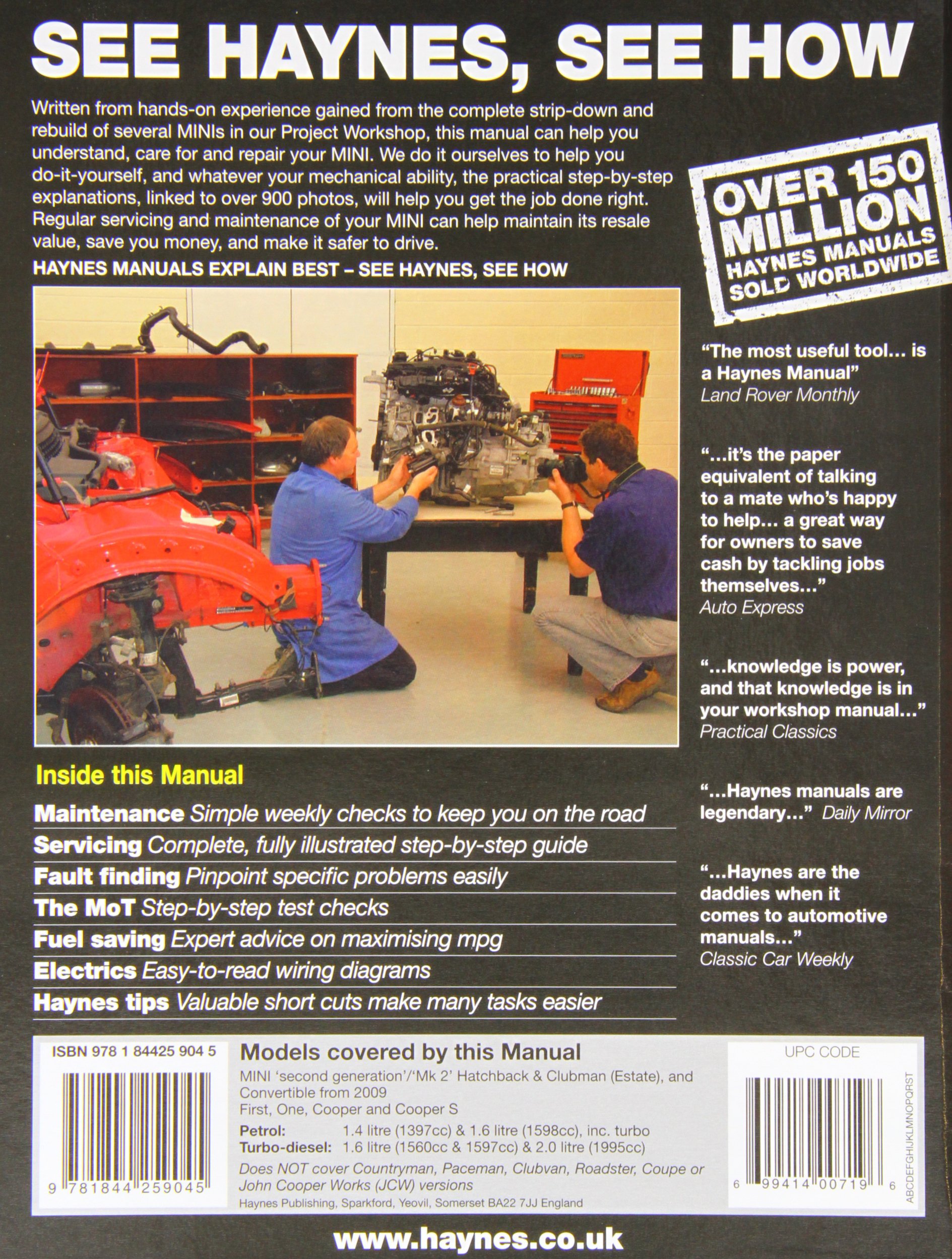 MINI Petrol & Diesel (Nov 06 - 13) Haynes Repair Manual (Haynes Service and Repair  Manuals): Amazon.co.uk: Anon: 9781844259045: Books