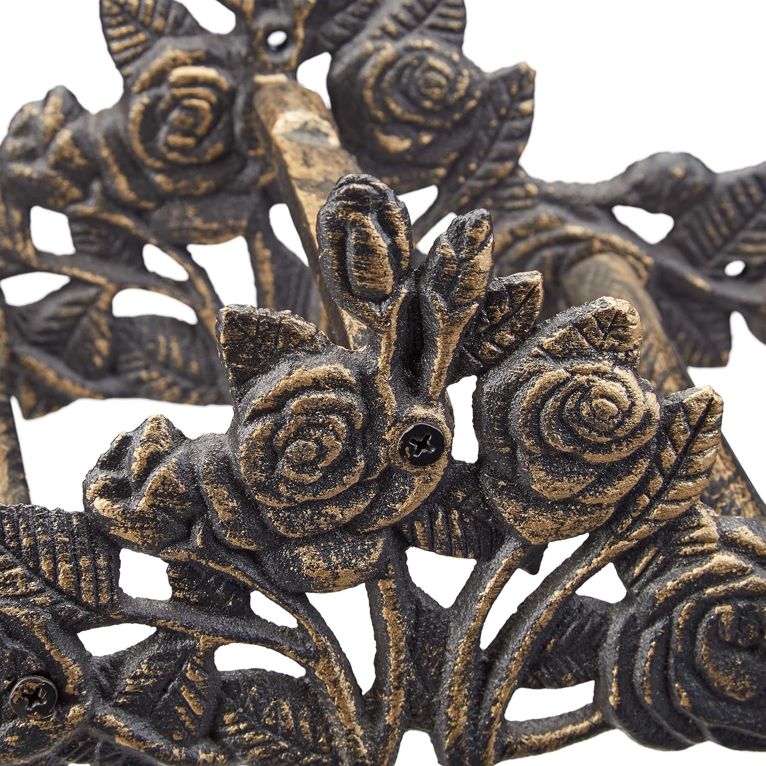 Relaxdays Antique Garden Hose Holder, Rose Motif, Cast Iron, Wall-Mount, Vintage, HxWxD: 15 x 27 x 13 cm, Bronze - Image 5