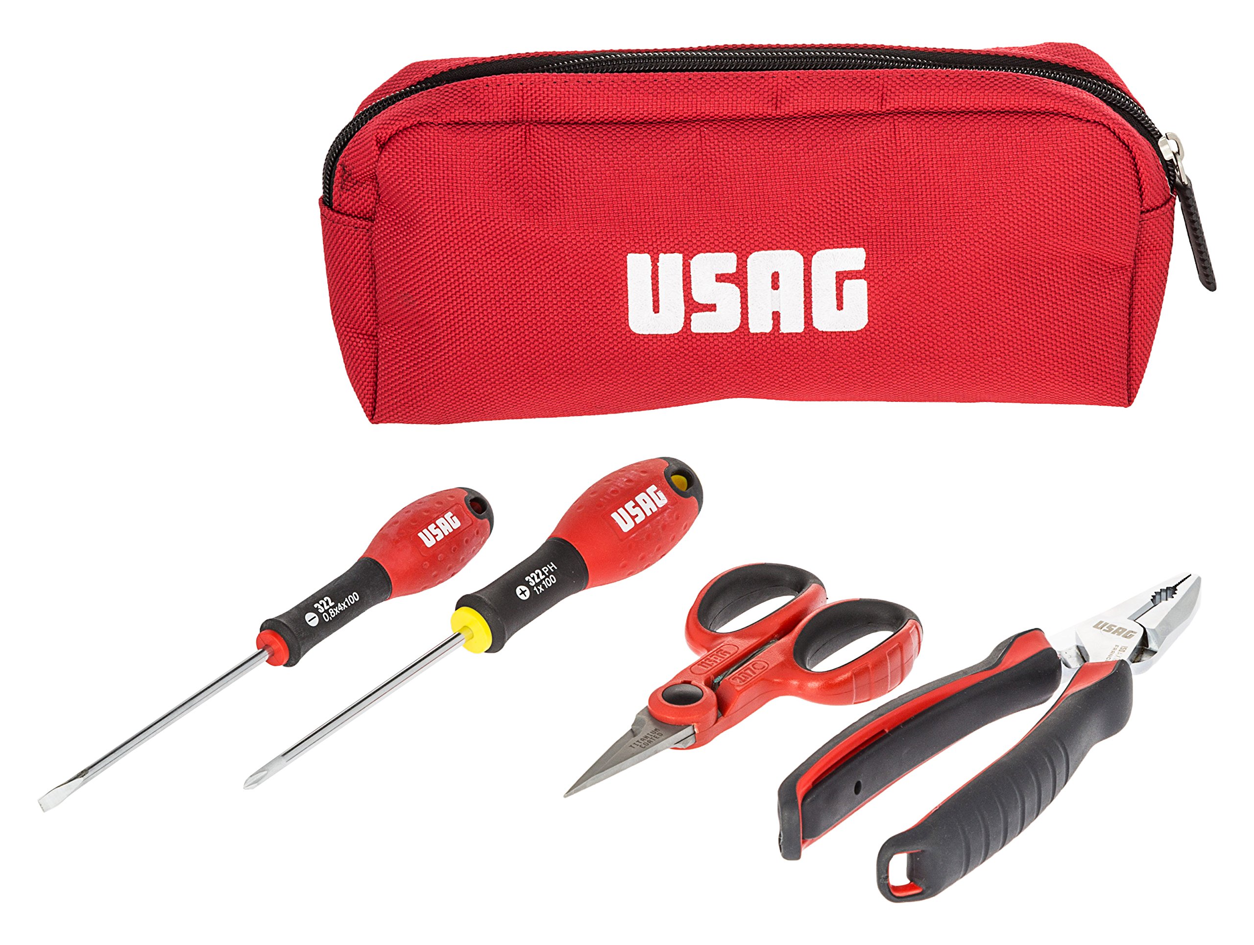 USAG u00070008 X Assortment Scissor Pliers and Screwdrivers (Pack of 4), Multi-Color, Set of 5