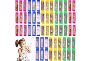 RESTROMA 60 Pcs Cartoon Harmonica Bulk Plastic 5 Holes Harmonica Mini Harmonica Toy for Kids Party Goodie Bags Stuffers, Random Color Pattern