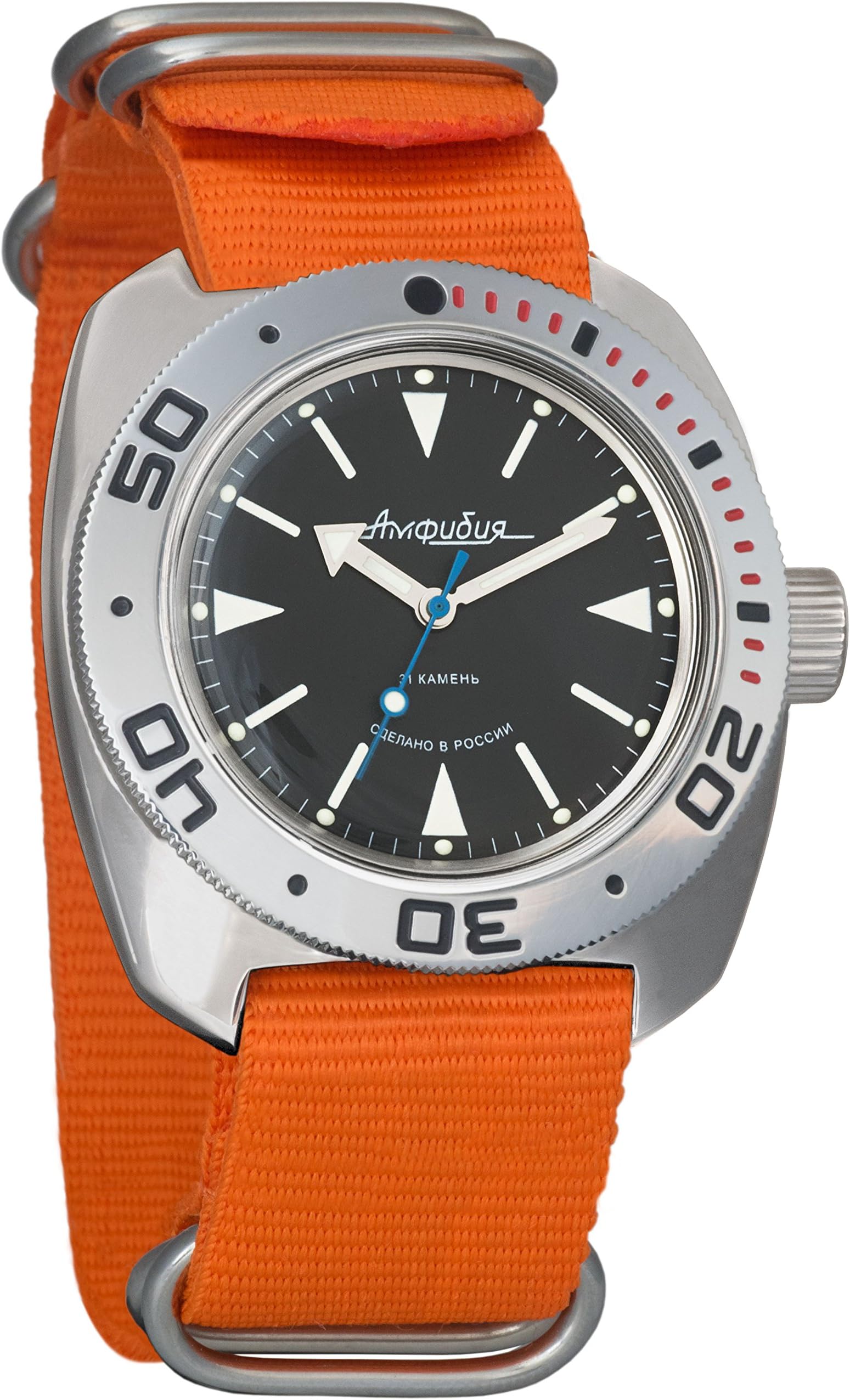 Vostok Amphibian Automatic Mens Wristwatch Self-Winding Military Diver Amphibia Ministry Case Wrist Watch #710512