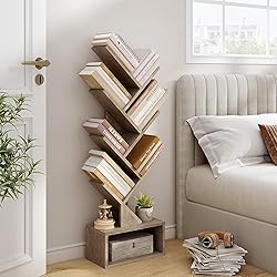 Hoctieon 6 Tier Tree Bookshelf, Tall Bookcase with