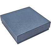 TheDisplayGuys - 25-Pack #33 Cardboard Linen Paper Jewelry Gift Boxes w. Cotton Padding - Blue (3.5" x 3.5" x 1.0")