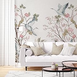 Muravie Cranes and Flowers in White