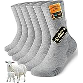 Vanfvok Merino Wool Hiking Crew Socks, Thick Thermal Warm Winter Cushioned Sock For Men & Women, Moisture-Wicking 3 Pairs