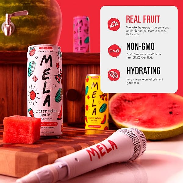 MELA WATERMELON WATER – WATERMELON JUICE, 100 PERCENT NATURAL FRUIT JUICE WITH VITAMIN C, ELECTROLYTES, ANTIOXIDANTS – COCONUT WATER ALTERNATIVE, GLUTEN-FREE (VARIETY, 11.15 FL OZ, 12-PACK)