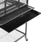Yaheetech Large Bird Cage Flight Parrot Cage with Rolling Stand Black view 8