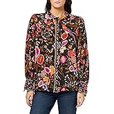 Kobi Halperin Women's Long Sleeve, Blouse, Collarless, Button Down, Printed