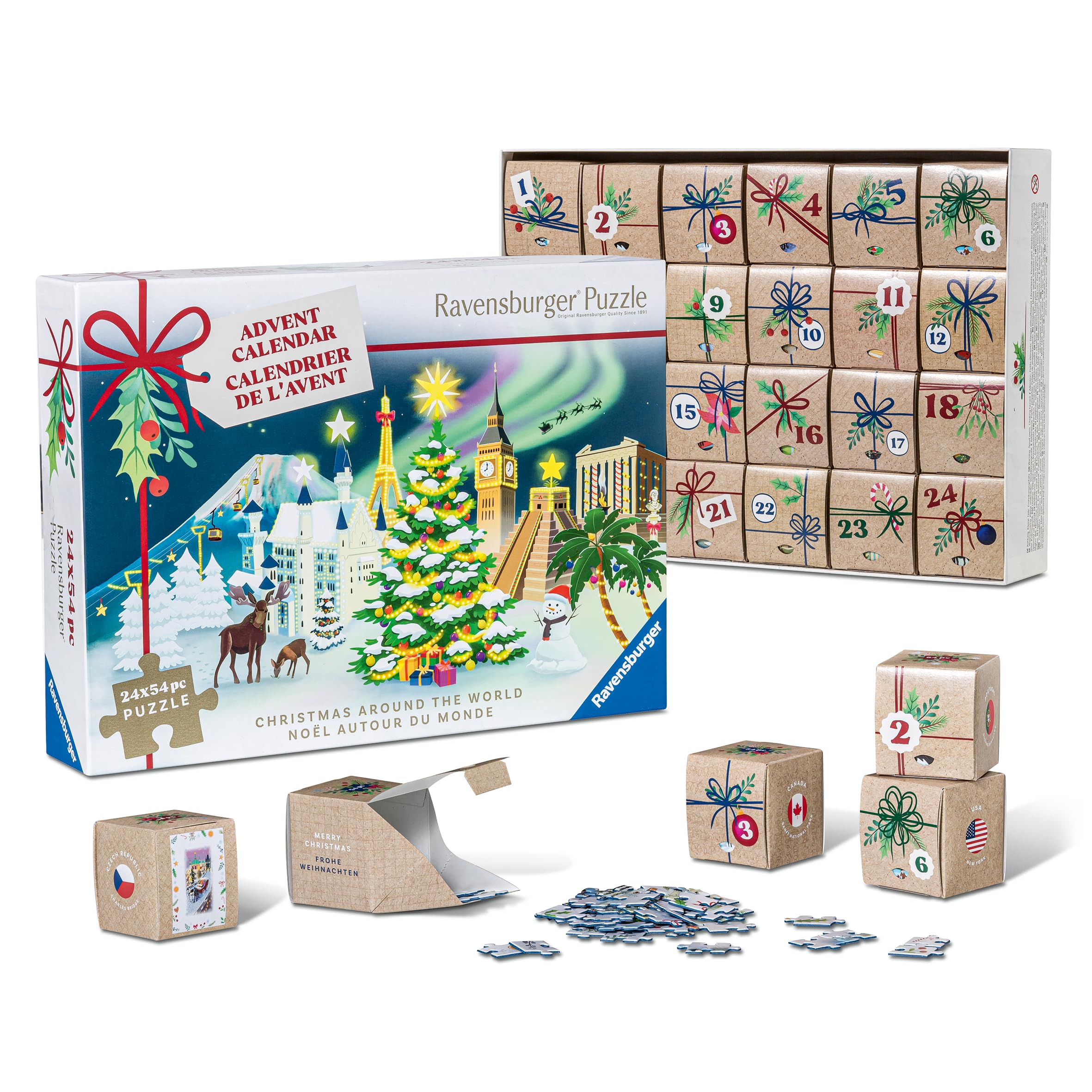 Photo 1 of Ravensburger - Holiday Puzzle Advent Calendar - 24 Mini Jigsaw Puzzles with 1000+ Pieces - Unique Winter Scenes for Daily Christmas Surprises - Premium Quality - Ages 12+