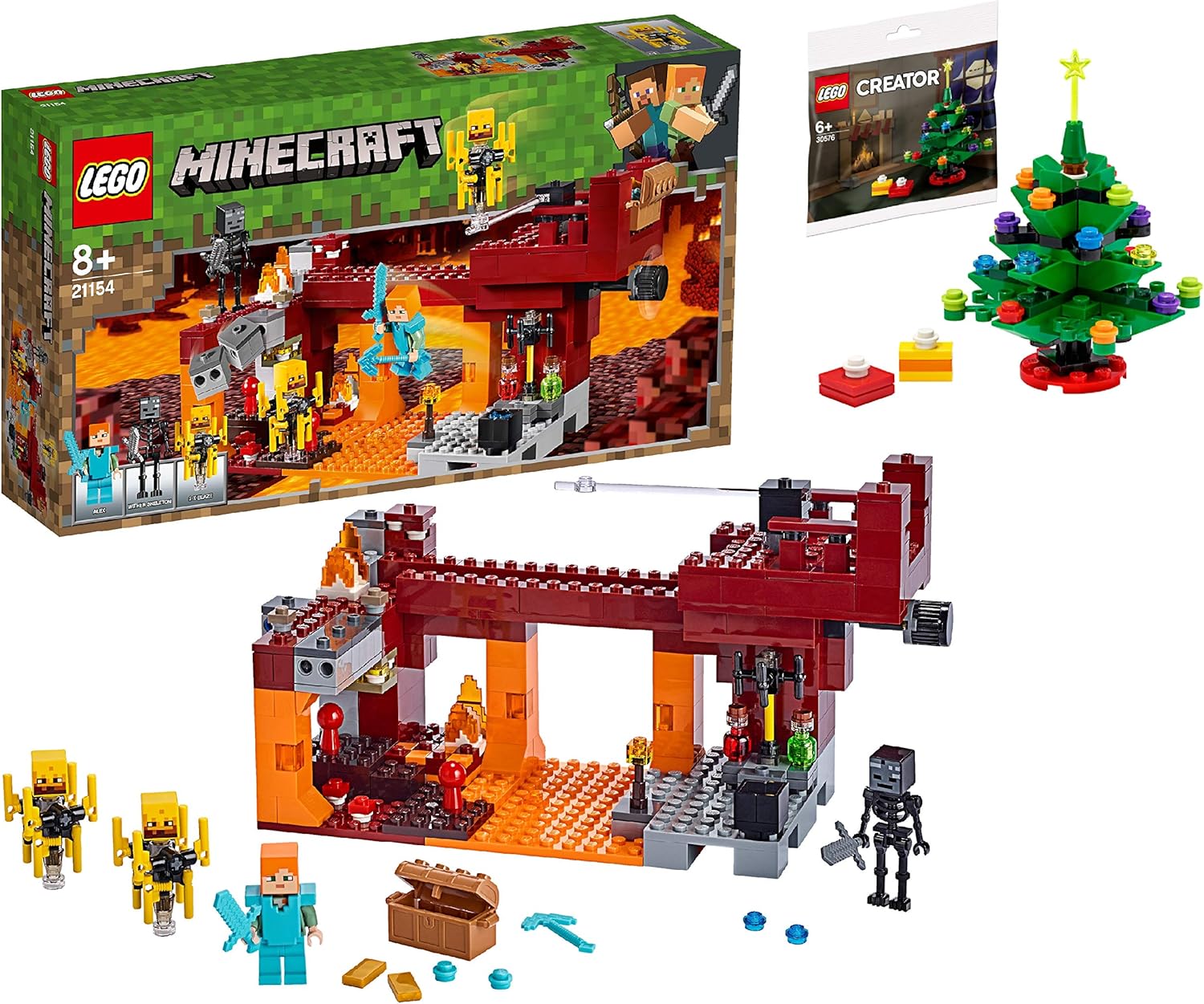 Amazon メーカー特典 レゴ Lego マインクラフト ブレイズブリッジでの戦い クリスマスツリーミニセット付き ブロック おもちゃ