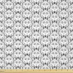 Ambesonne Husky Fabric by The Yard, Monochrome