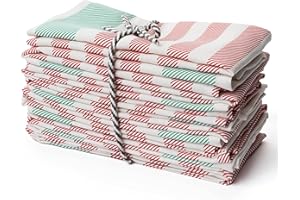 Christmas Kitchen Cloth Napkins 12 Pack 18X18 Inches 100% Cotton Fabric Table Linen Napkins, Red White Green Washable Reusable Linen Napkins for Holiday Christmas Party Table Setting Decor by PERLLI