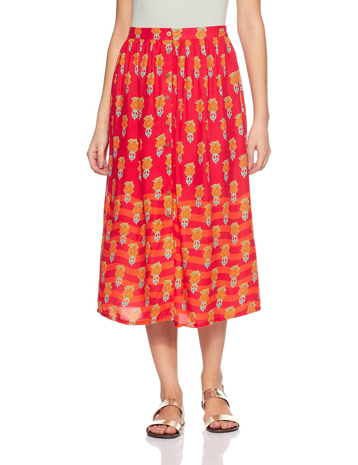 global desi women's a-line midi skirt