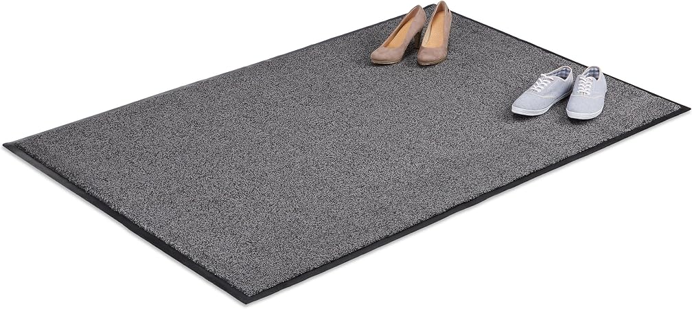 Relaxdays Paillasson Gris Chiné Tapis Dentrée Couloir Intérieur Extra Plat Mince 120 X 180 Cm Noir Gris