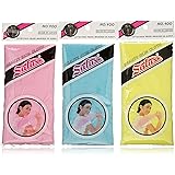 Salux Nylon Japanese Beauty Skin Bath Wash Cloth/towel (3) Blue Yellow and Pink