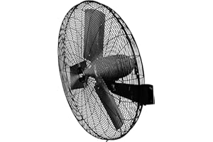 Comfort Zone CZVHW30 30” 2-Speed High Velocity Industrial Wall Fan, All-Metal Construction, Adjustable Tilt, Steel Mounting Bracket with Adjustable Angle, Aluminum Blades, Black