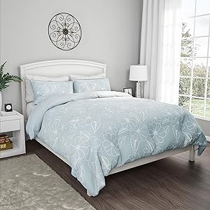 Lavish Home Collection 3-Piece Comforter and Sham Set – "Jardin" Hypoallergenic and Soft Microfiber with Modern Floral Print, All-Season Bedding (King)