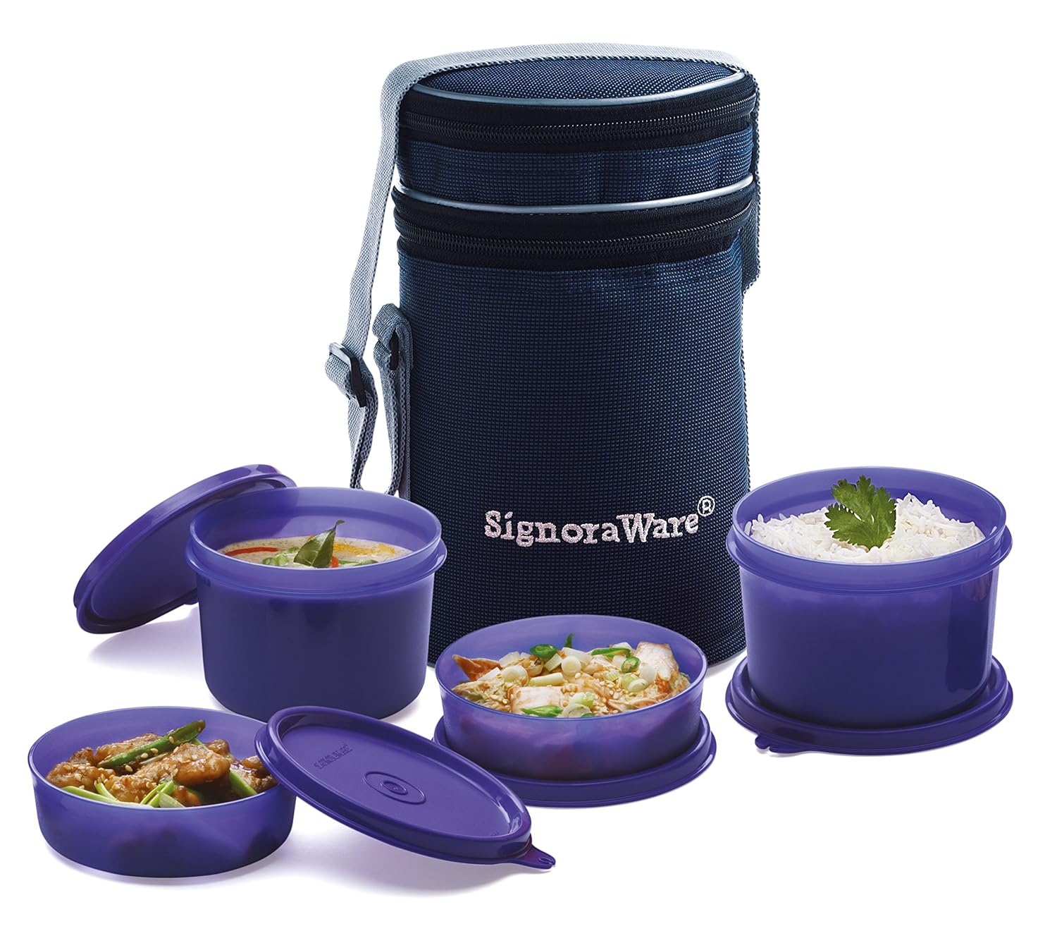 Buy Signoraware Executive Lunch Box with Bag, 15cm, Deep Violet Online