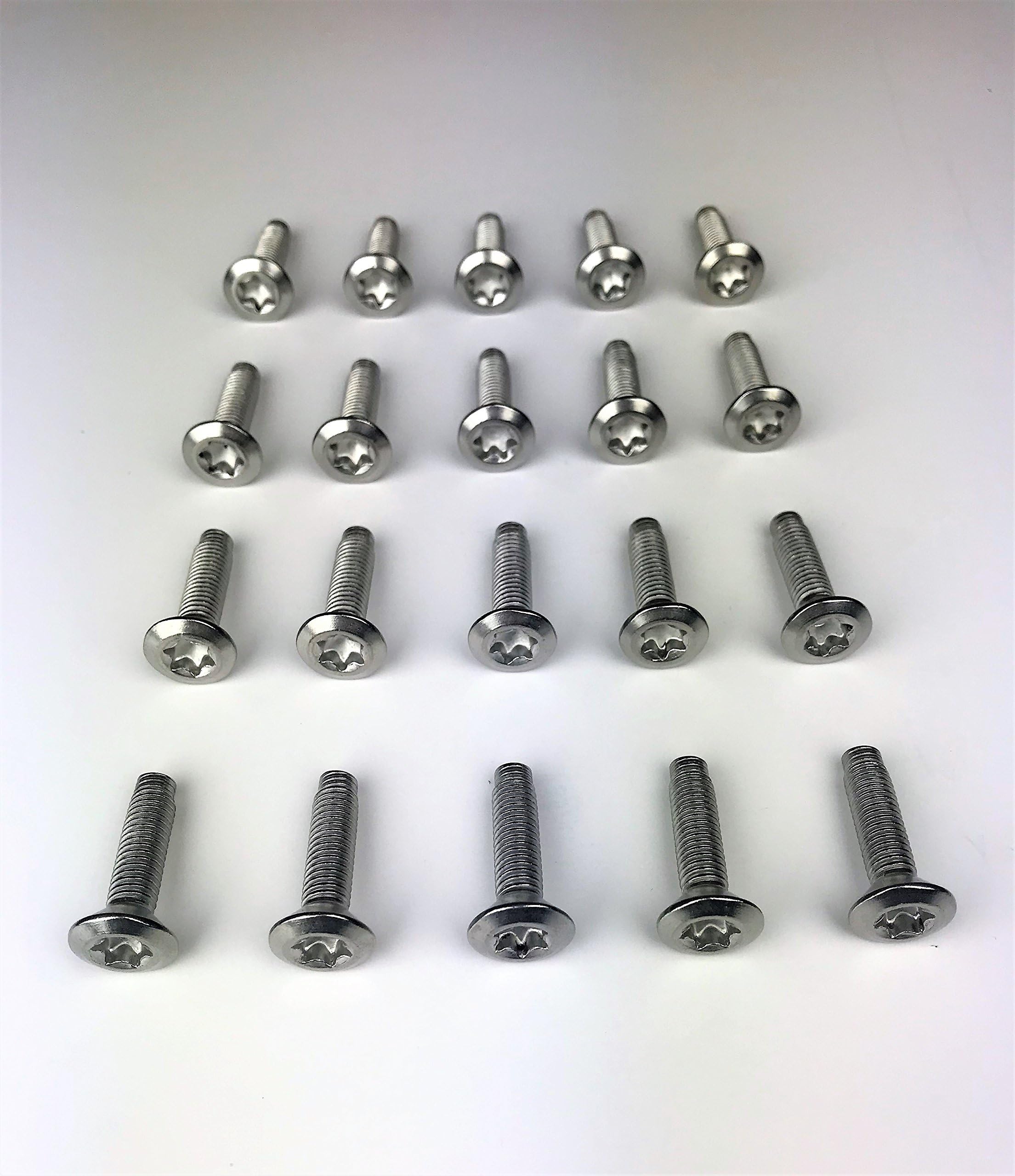 20 ea Stainless Steel Door and Hood Hinge Torx Screws Compatible with 2007 to 2018 Jeep Wrangler JK Models