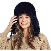 Winter Trapper Hat for Women Warm Faux Fur and Leather Windproof Full Hood Earflap Beanies