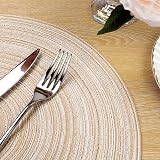 SHACOS Round Placemats Set of 6 38cm Beiges Braided Woven Heat Resistant view 9