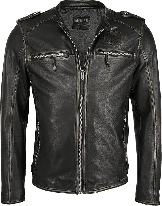 MUSTANG Herren Lederjacke Mit Stehkragen 31020181 Black Amazon.de Bekleidung