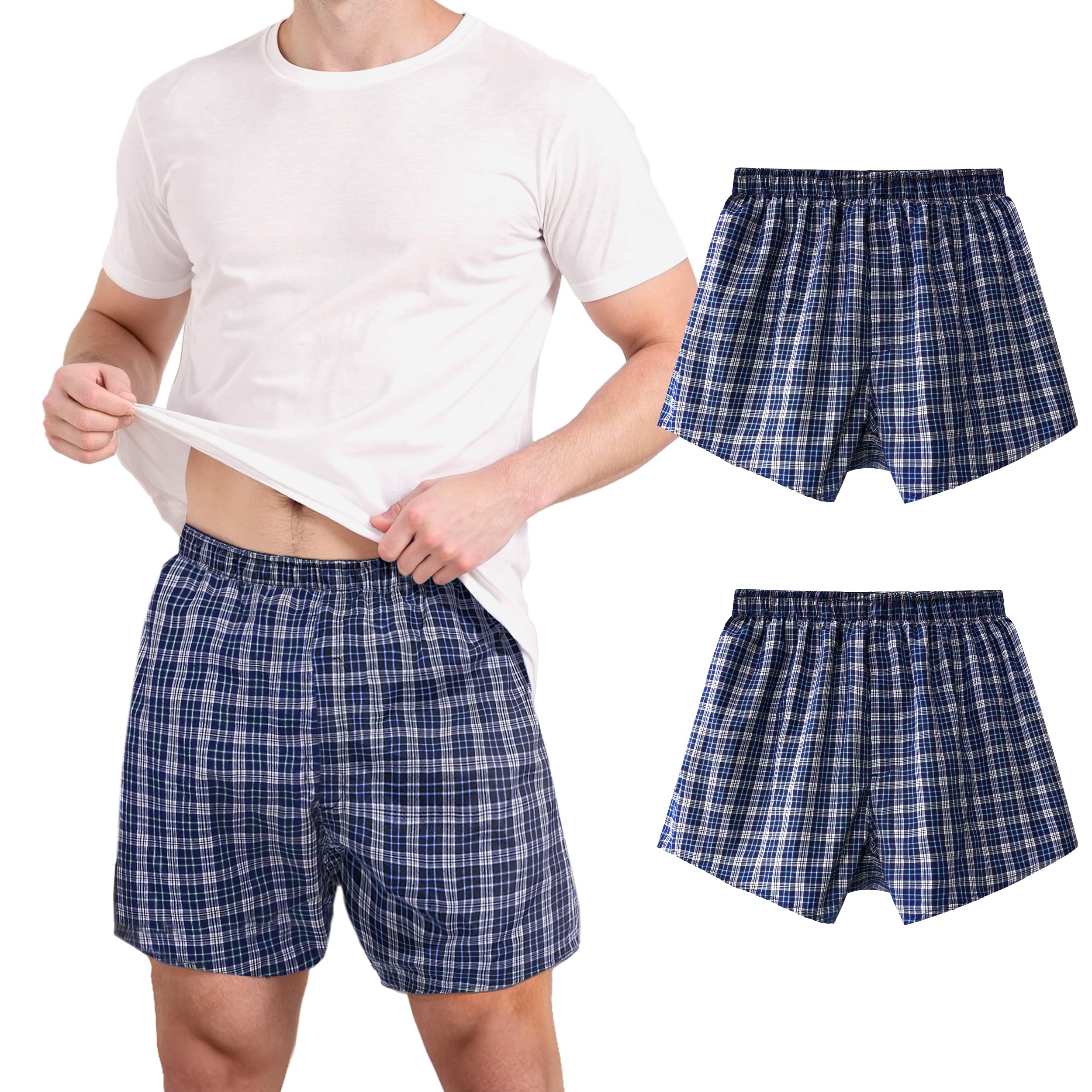 Photo 1 of TIICHOO Incontinence Underwear for Men Washable Urinary Incontinence Boxer with Front Fly Regular Absorbency Mens Leak Proof Underwear 2 Pack(3X-Large, Blue Plaid)