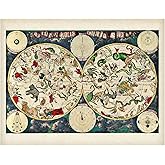 Astrology Poster – Planisphere Celeste Map 16x20 Unframed Print – Vintage Zodiac Constellation Chart of the Night Sky, Celestial Wall Art for Astrology Lovers, Home, or Study Room Decor