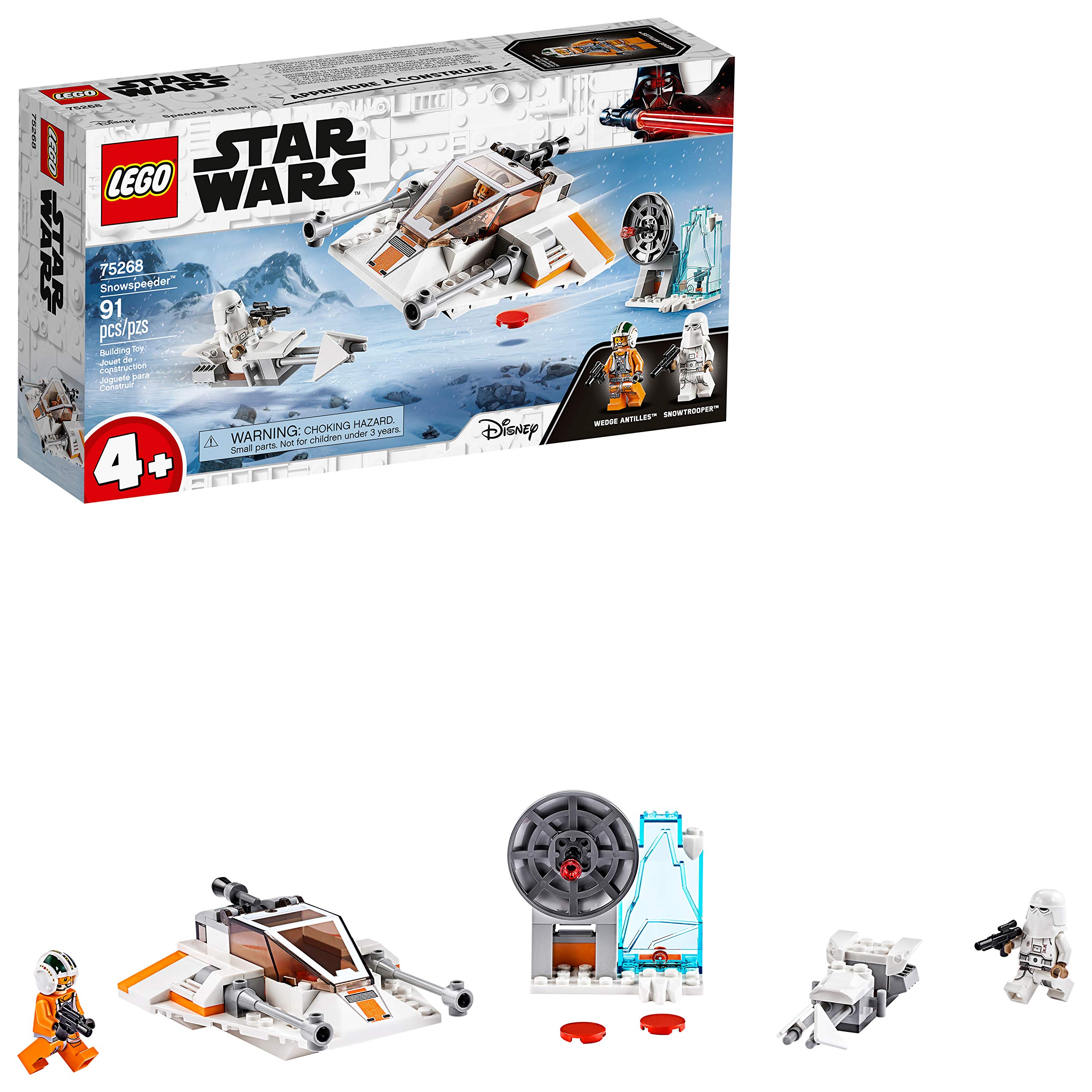 LEGO 75268 Star Wars Snowspeeder and Speeder Bike Playset with Starter Brick for Preschool Kids