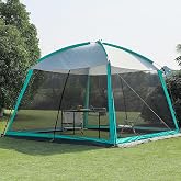 GREGIN Screen House Room 11 x 11 ft Mesh Net Tent Portable Canopy Gazebo | Easy Setup &amp; Waterproof &amp; Sunshade Shelter. Roomy, Sturdy. Suitable for Camping, Trip, Backyard, Outdoor, Picnic - Blue