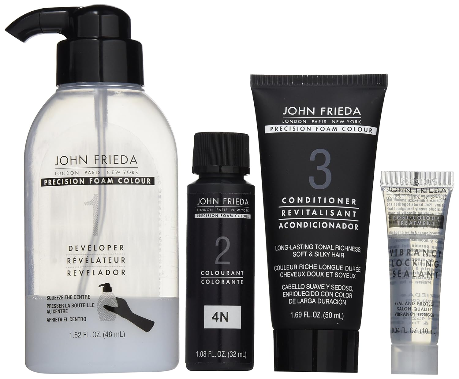 John Frieda Precision Foam Color, Dark Natural Brown 4N, Full-coverage Hair Color Kit, with Thick Foam for Deep Color Saturation: Beauty