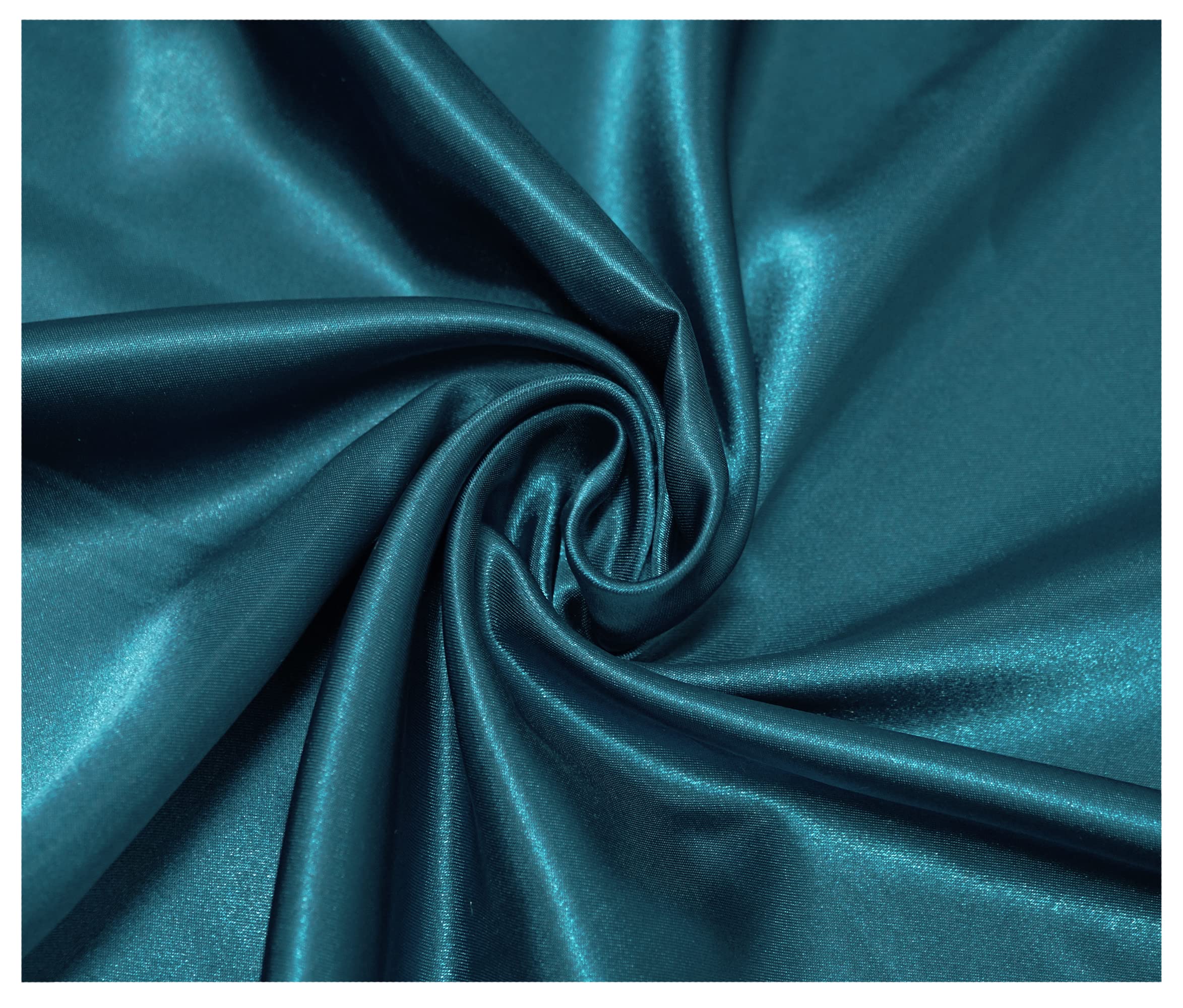 Silky Satin Polyester Fabric for Dressmaking Wedding Crafts Quilting Sewing 150cm Wide (100 x 150cm / 39" x 60", Teal)