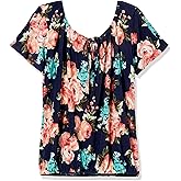 Star Vixen Womens Short Slit Sleeve Keyhole-tie Peasant Top