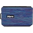 iHome Slip and Water Resistant Fabric Rechargeable Bluetooth Speaker with Speakerphone (Purple/White), iBT370UW
