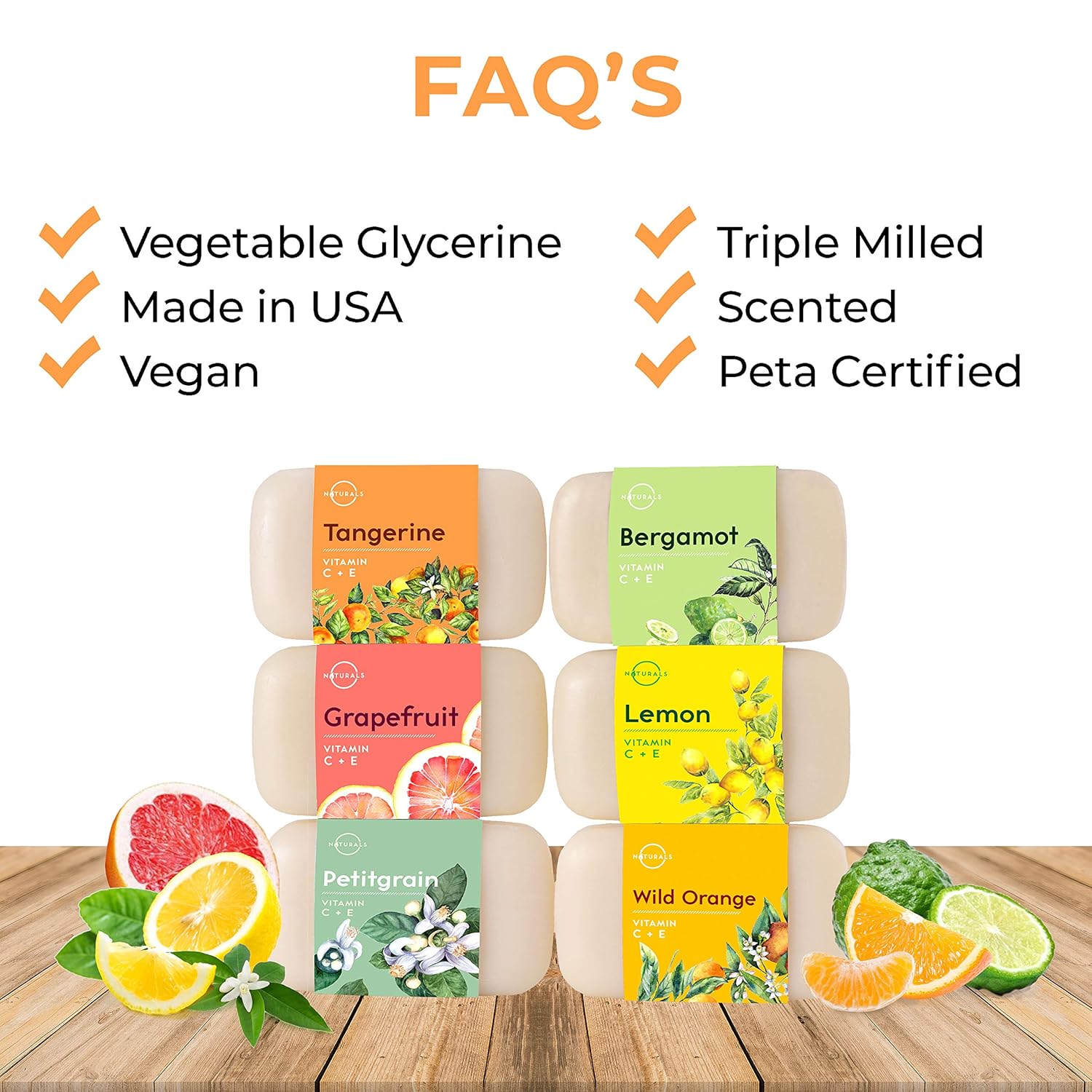O Naturals 6 Pc Citrus Bar Soap Collection. Vegan Body & Hand Soap. Organic ingredients. Acne Face Cleanser Vitamin C Soap, Vitamin E Moisturizing Natural Soap Triple Milled Gift Set Women & Men 4oz : Beauty
