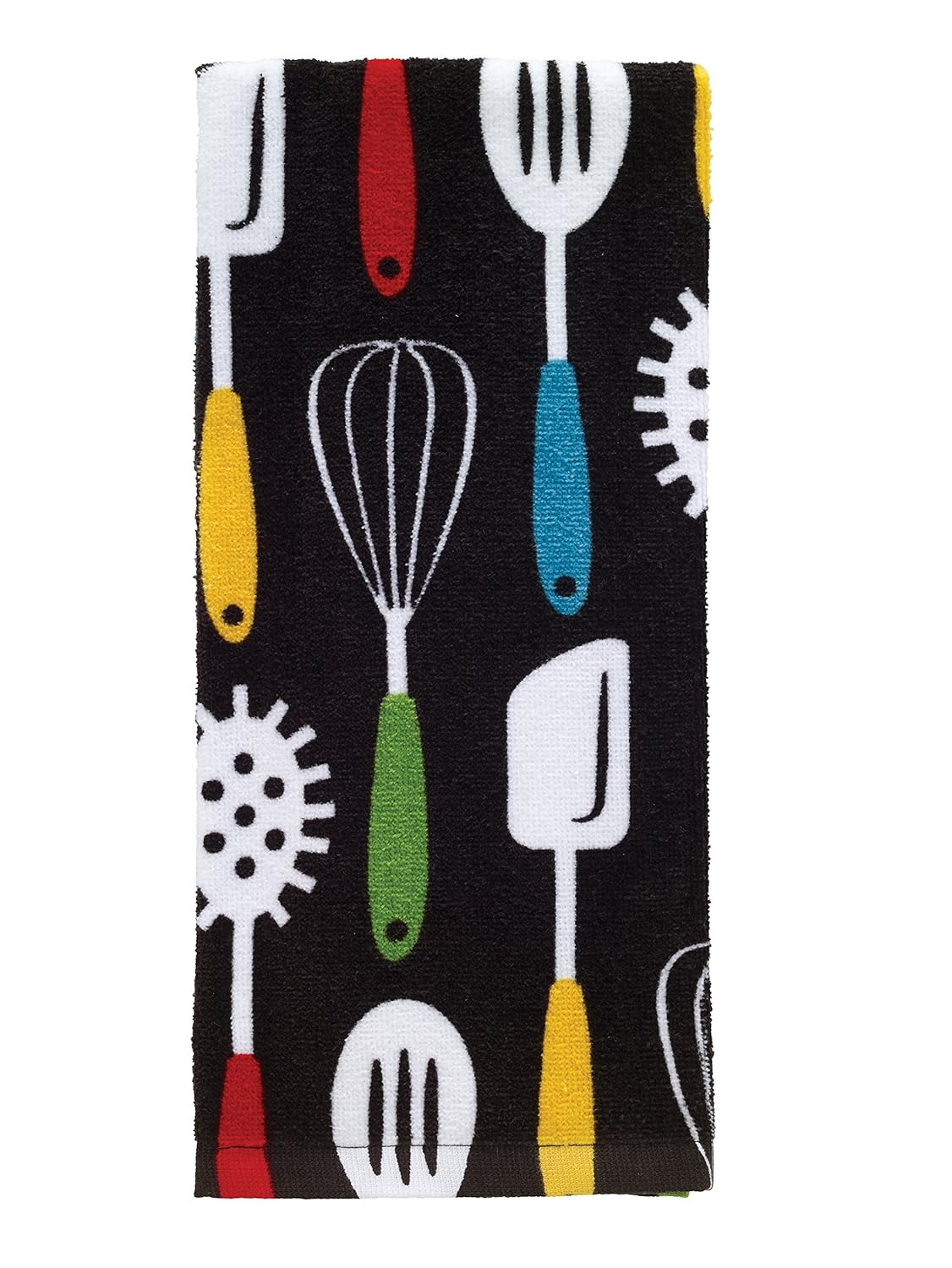 T-Fal Textiles 100% Cotton Fiber Reactive Printed Kitchen Dish Towel, 19" x 28", Utensil Print