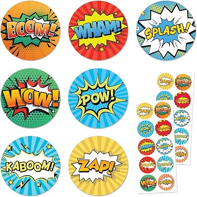 TownStix Superhero Comic Stickers 20 Sheets 200 Stickers Brand New